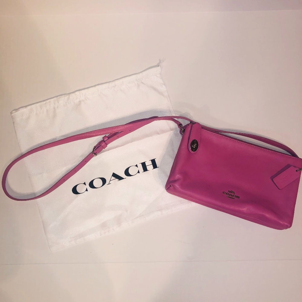 Coach Crossbody Bag in Pink Leather with Dust Bag